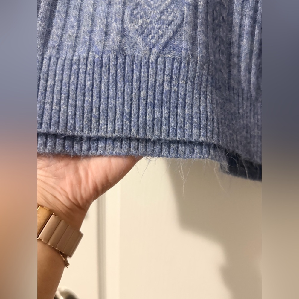 Women’s Blue Cable Knit Sweater - Picture 5 of 7